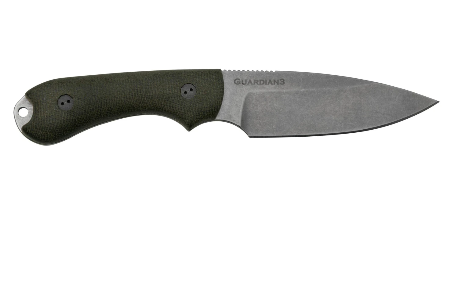 Bradford Knives Guardian 3, 3S-102-MC, 3D OD Green Micarta, CPM-Magnacut, Sabre Grind, Stonewash Finish, Cuchillo Fijo - Imagen 2