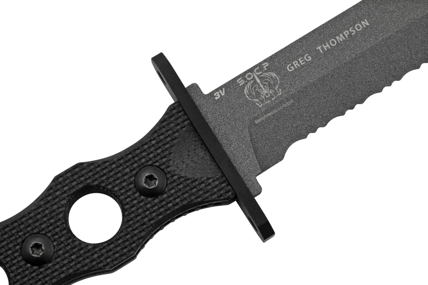 Benchmade SOCP Black 185SBK, CPM-3V Serrated, Cuchillo Fijo, Diseño De Greg Thompson - Imagen 5
