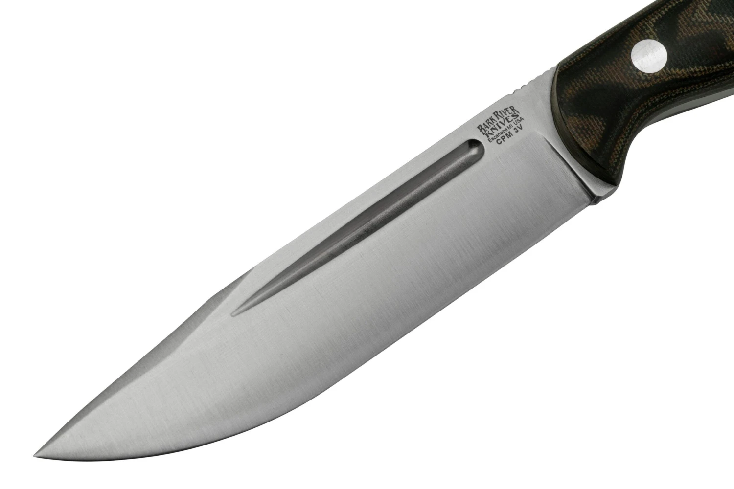 Bark River Cub CPM 3V Snakeskin Burgundy Canvas Micarta, Cuchillo De Bushcraft - Imagen 3