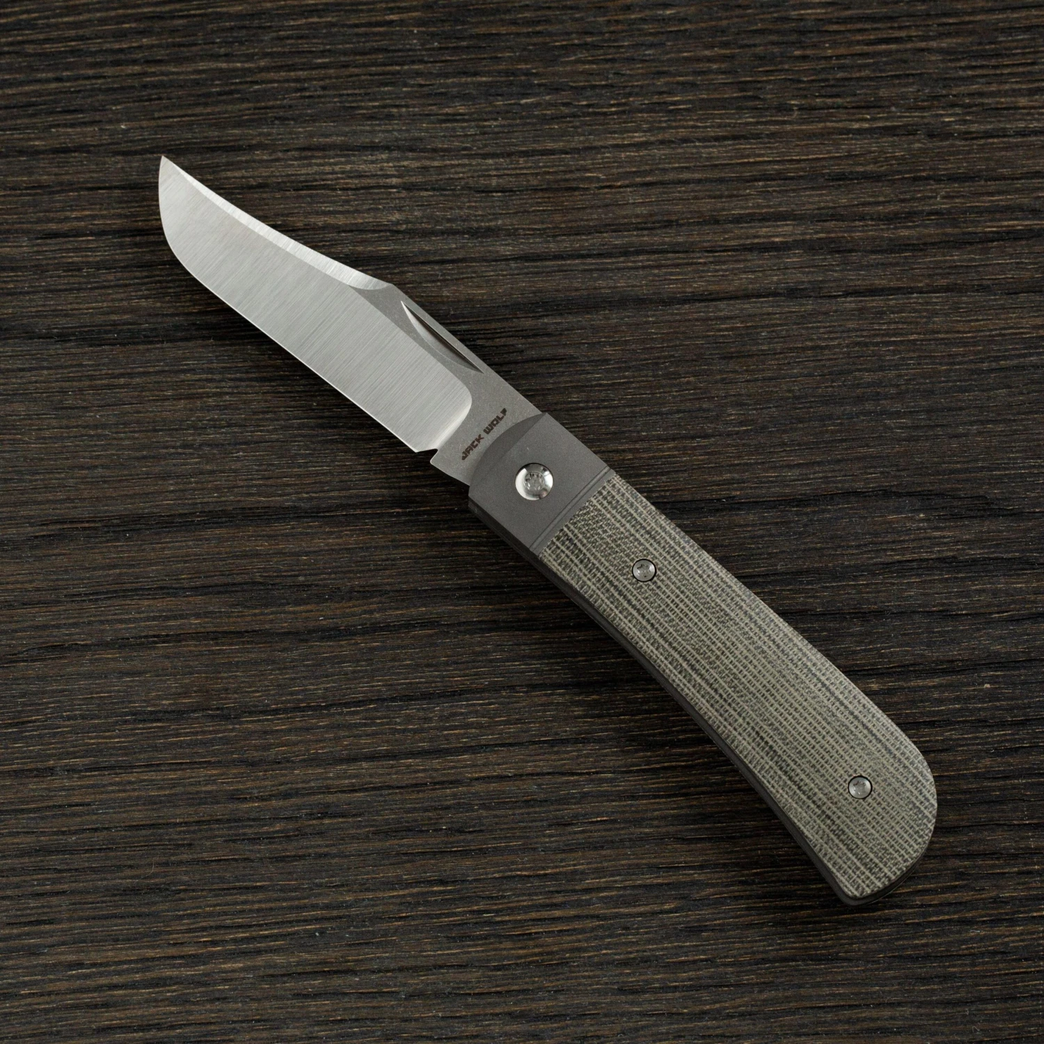 Jack Wolf Benny's Clip Green Canvas Micarta, BENNY-01-GRN, Navaja Slipjoint