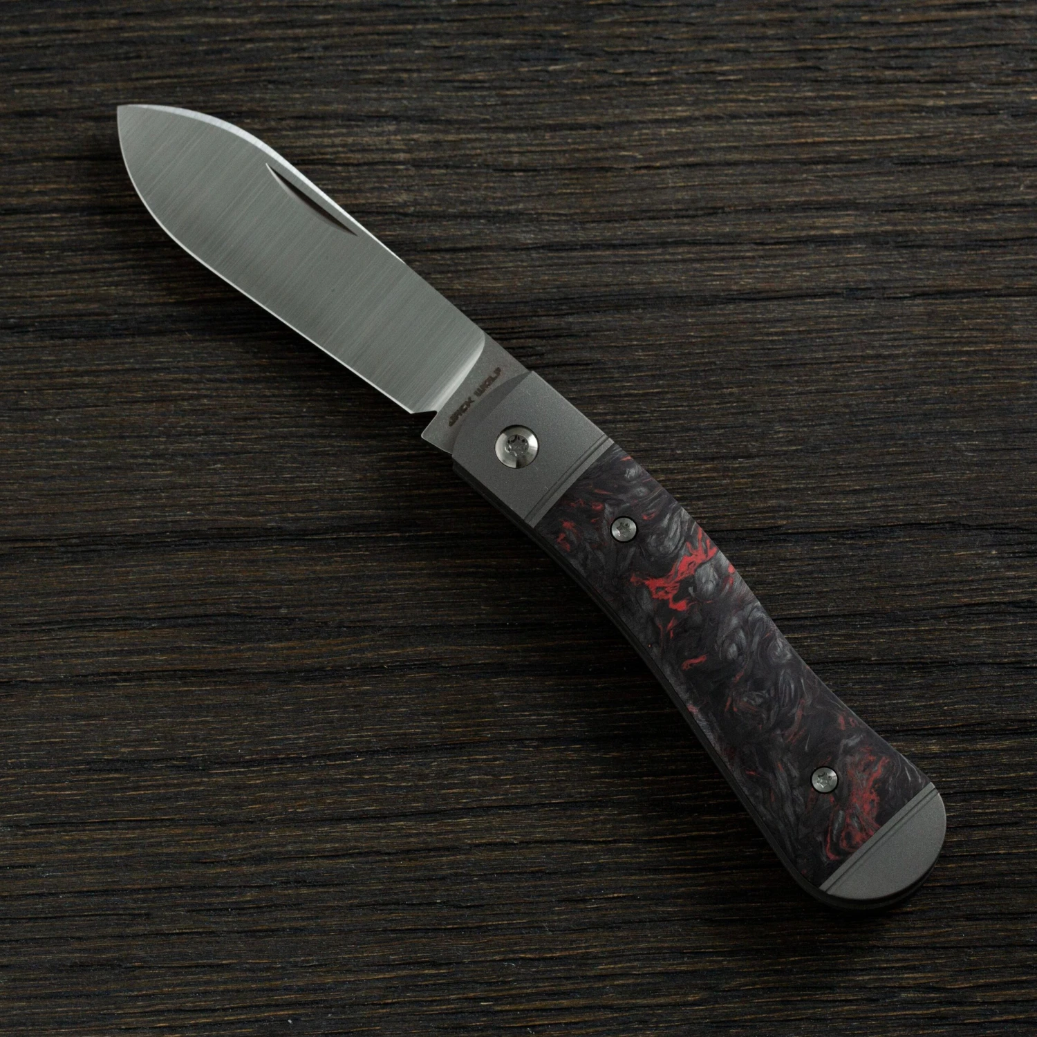 Jack Wolf K9 Jack, Red Dark Matter Fat Carbon K9-01-DMR Navaja Slipjoint