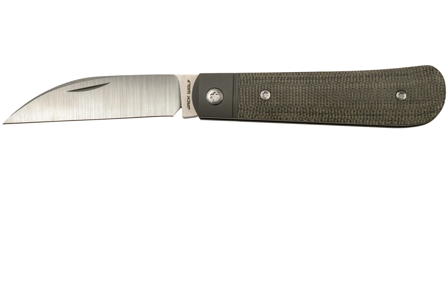 Jack Wolf Laid Back Jack, Green Canvas Micarta LAIDB-01-GRN Navaja Slipjoint