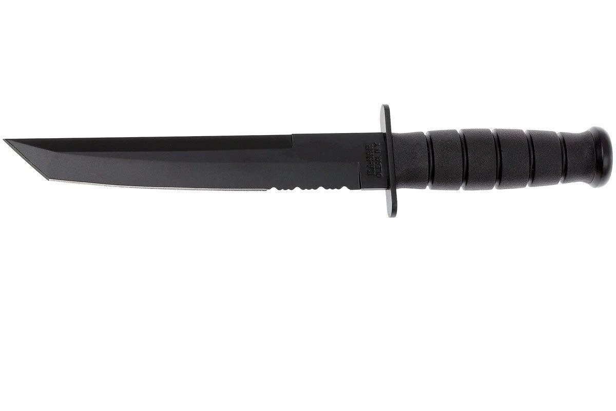 KA-BAR Tanto 1245 Cuchillo De Supervivencia, Parcialmente Dentado, Funda Kydex