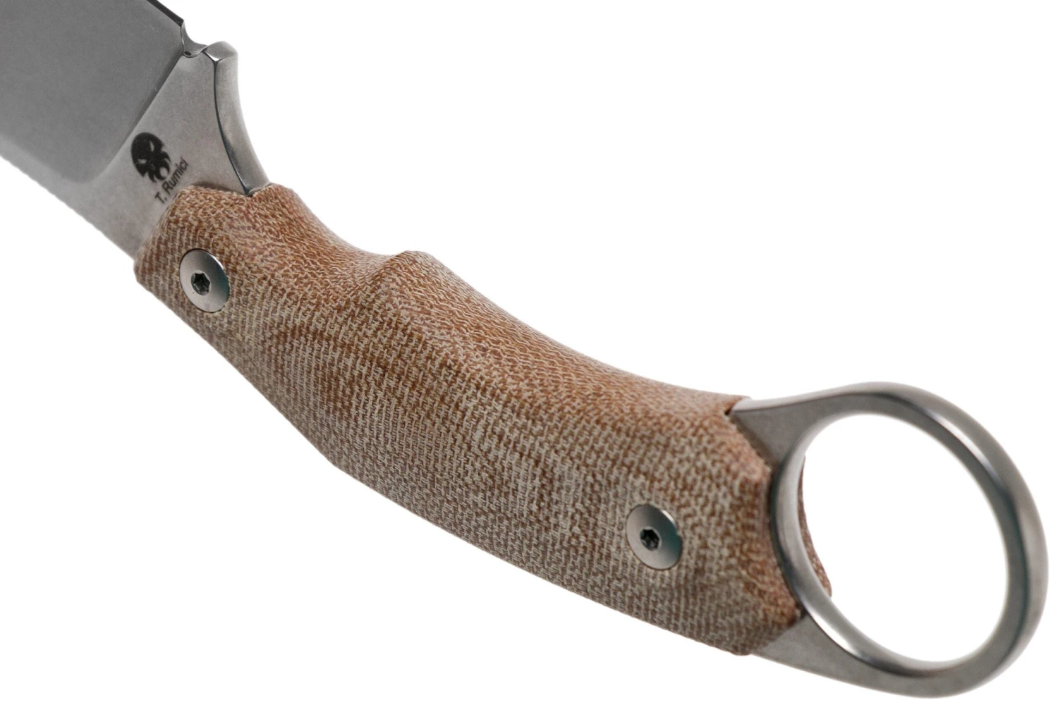 LionSteel H1 Skinner CVN Natural Canvas Micarta Cuchillo Fijo, Tommaso Rumici Design - Imagen 4