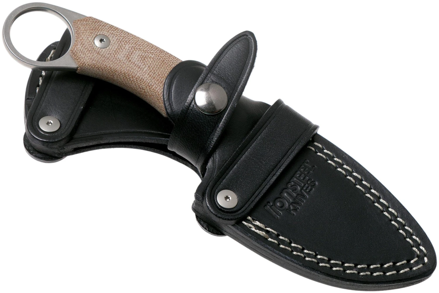 LionSteel H1 Skinner CVN Natural Canvas Micarta Cuchillo Fijo, Tommaso Rumici Design - Imagen 6