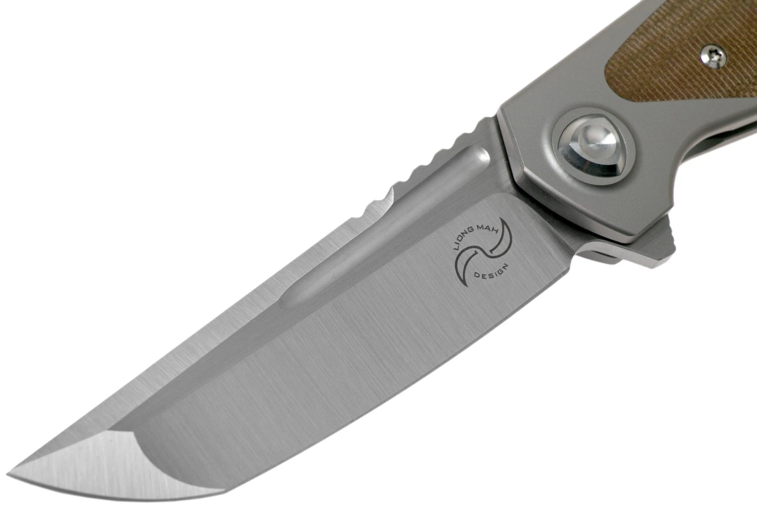 Liong Mah Warrior Two V3 Green Canvas Micarta Navaja - Imagen 3