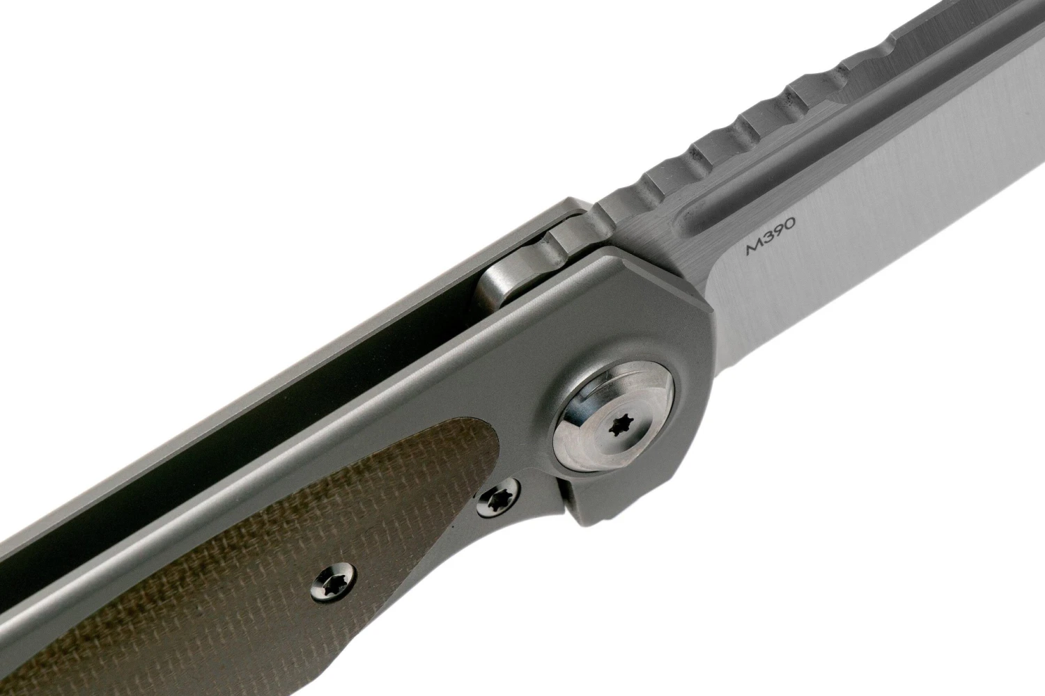 Liong Mah Warrior Two V3 Green Canvas Micarta Navaja - Imagen 6