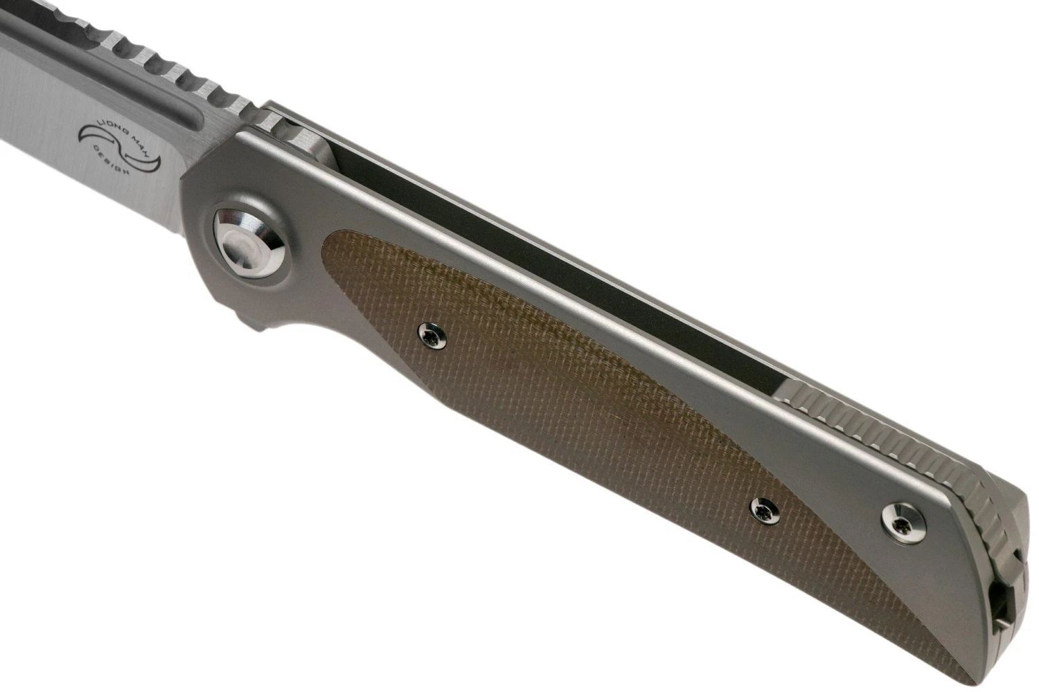 Liong Mah Warrior Two V3 Green Canvas Micarta Navaja - Imagen 7