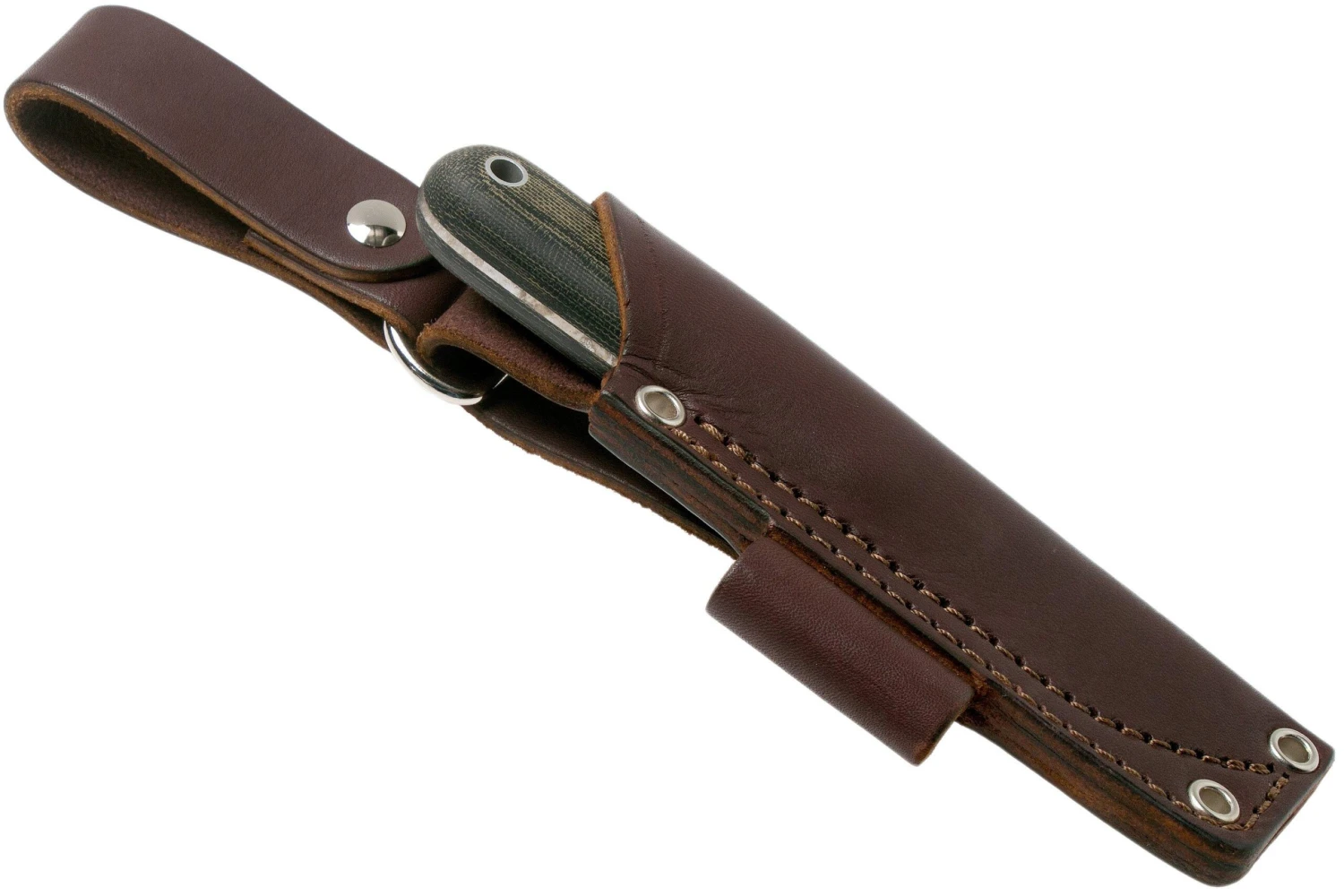 LT Wright Bushbaby HC, 1075, Matte Black Micarta, Leather Sheath, Cuchillo Bushcraft - Imagen 6