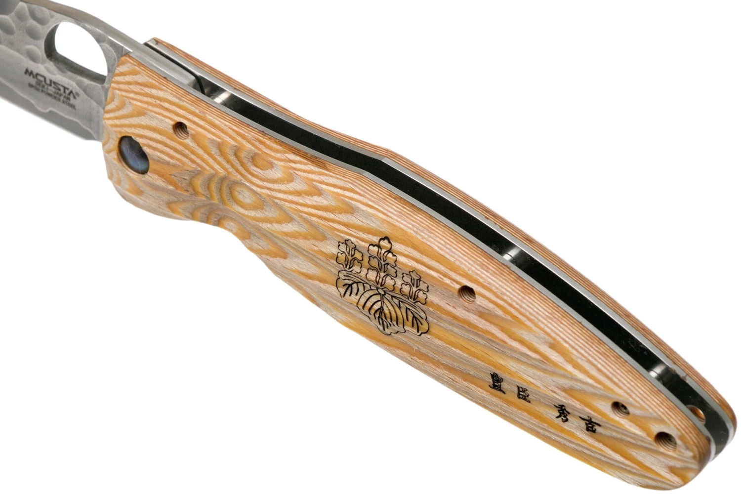 Mcusta MC-0182G Sengoku Toyotomi Hideyoshi SPG2, Yellow Pakkawood, Cuchillo De Caballero - Imagen 7