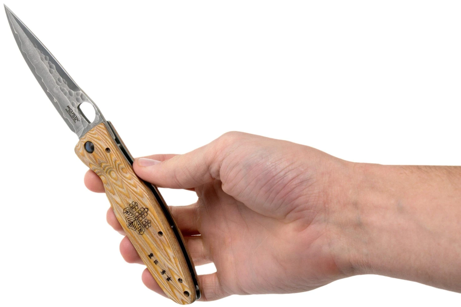 Mcusta MC-0182G Sengoku Toyotomi Hideyoshi SPG2, Yellow Pakkawood, Cuchillo De Caballero - Imagen 8