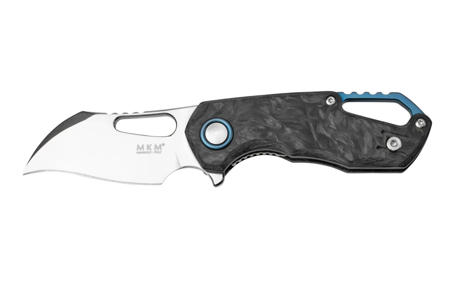 MKM Isonzo FX03M-1CM Hawkbill Marble Carbon Fiber Navaja, Diseño Jesper Voxnaes