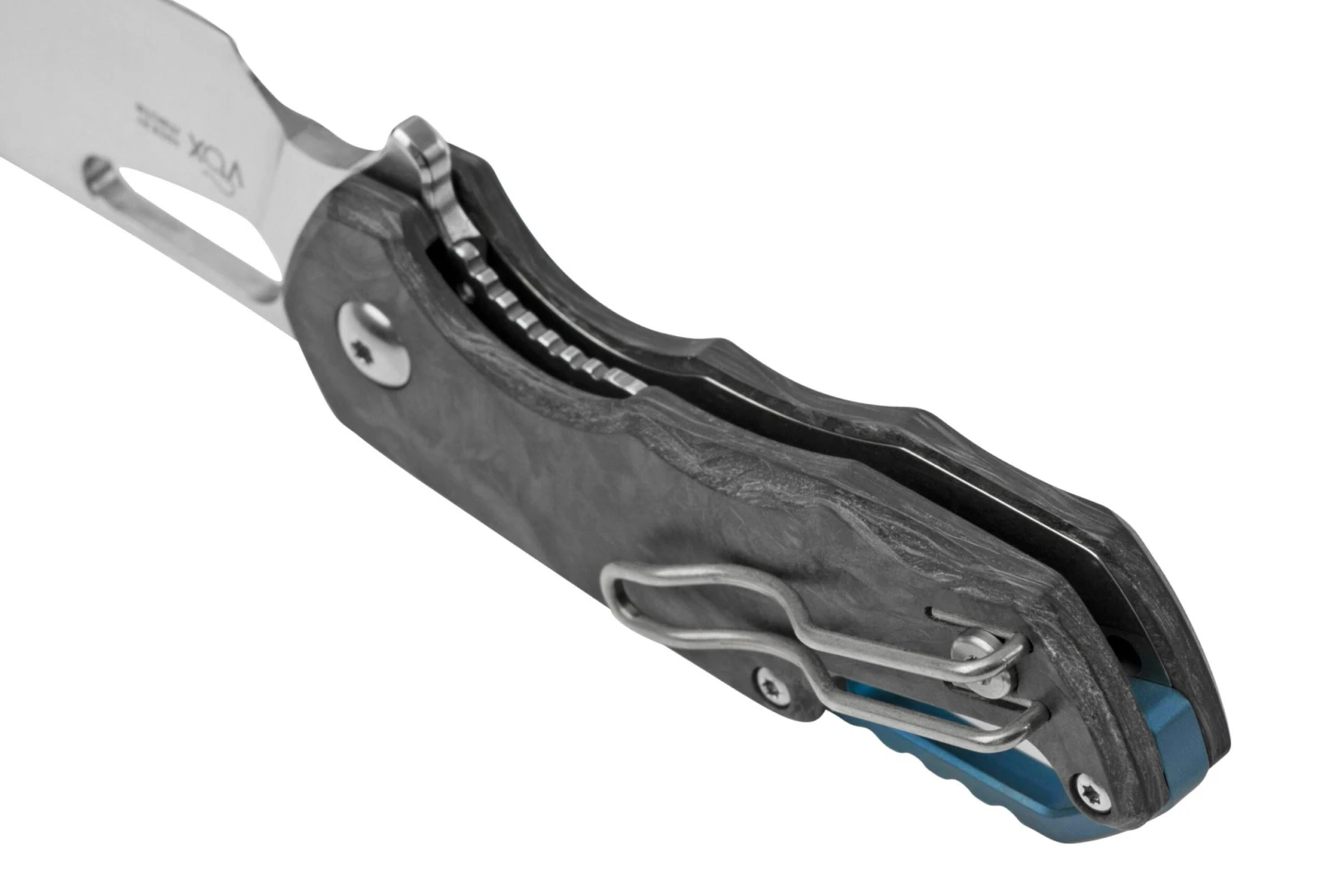 MKM Isonzo FX03M-1CM Hawkbill Marble Carbon Fiber Navaja, Diseño Jesper Voxnaes - Imagen 4