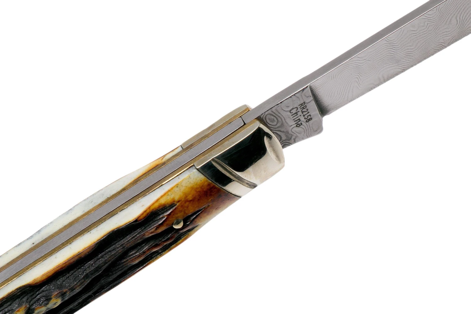 Rough Ryder Doctors Knife Cinnamon Stag RR2158 Damascus Navaja Slipjoint - Imagen 6