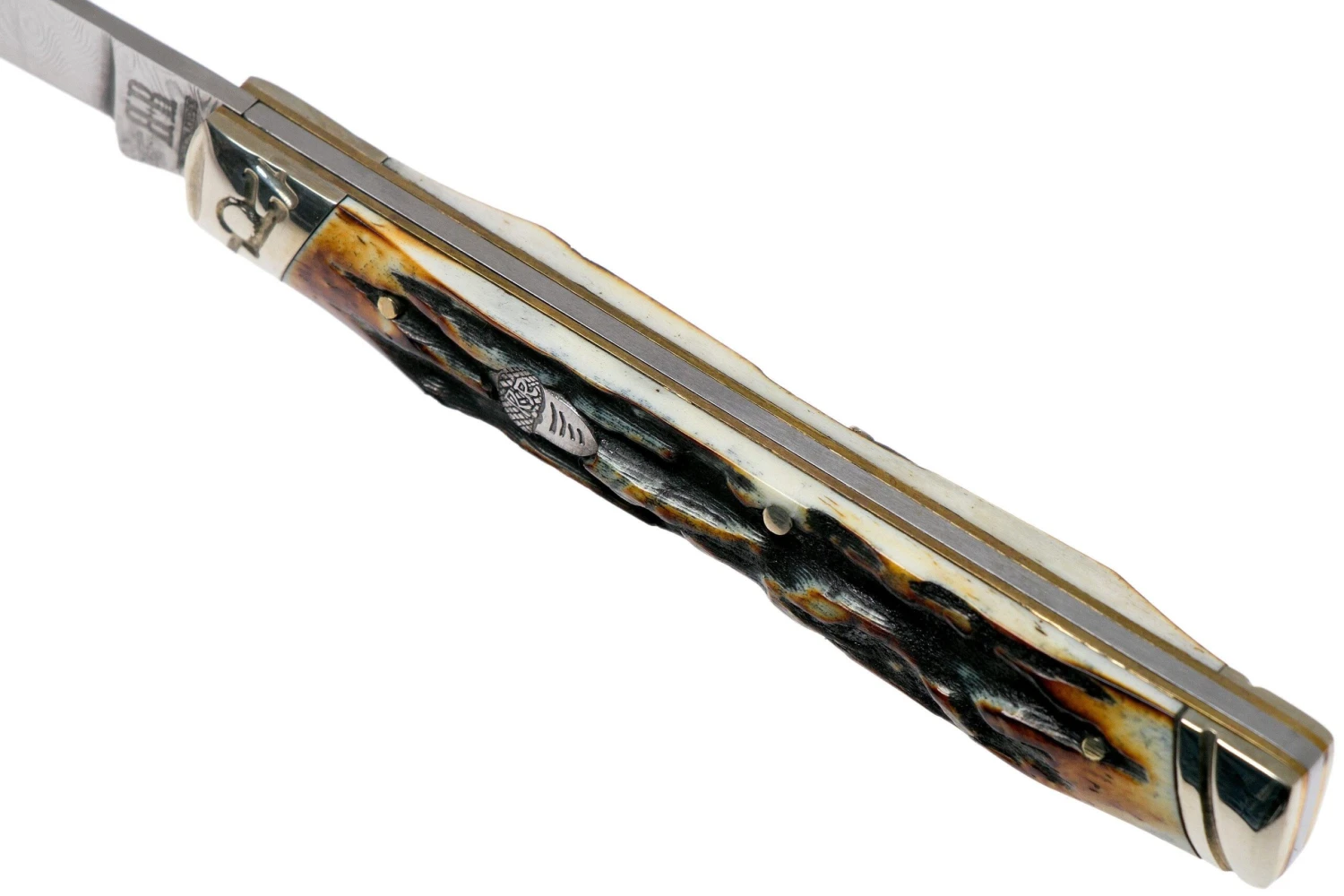 Rough Ryder Doctors Knife Cinnamon Stag RR2158 Damascus Navaja Slipjoint - Imagen 7