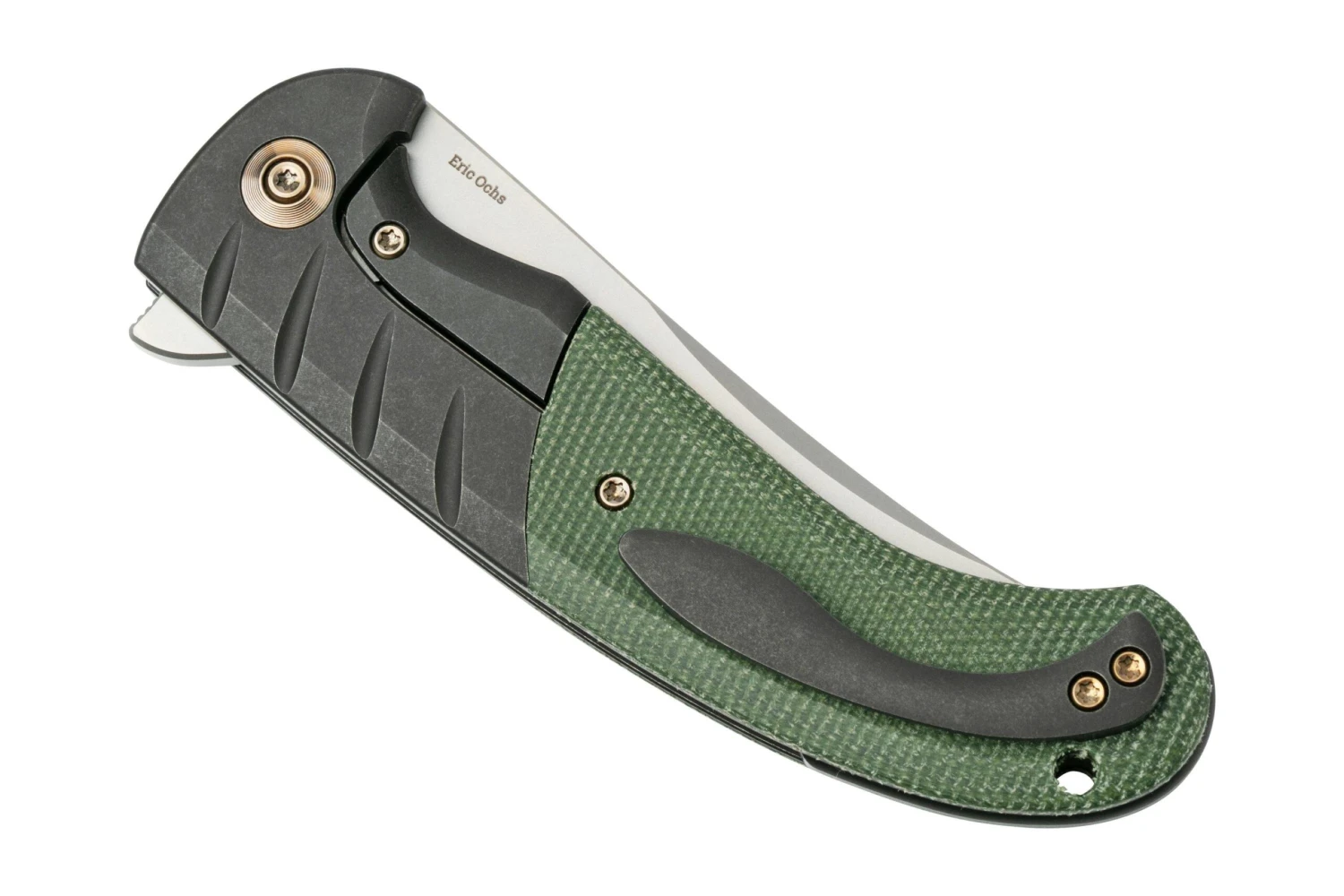 WE Knife Curvaceous WE20012-2 Black Titanium, Green Micarta Navaja, Eric Ochs Design - Imagen 4